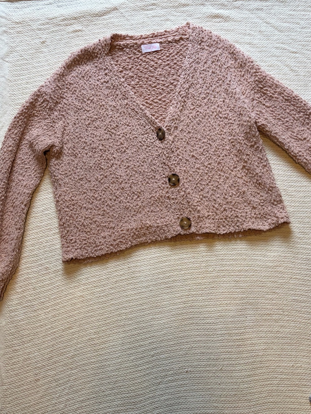 Cozy Button-Front Women's Sweater Cardigan in Dusty Pink